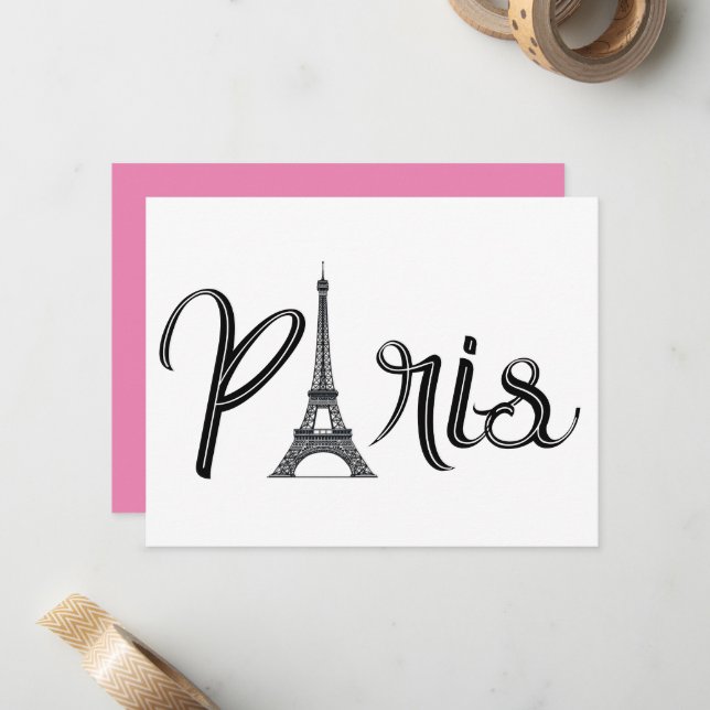 EIFFEL TOWER PARIS Klein Mitteilungskarte (Vorderseite/Rückseite Beispiel)
