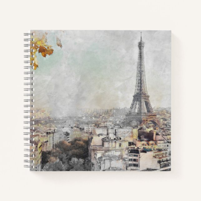 Eiffel Tower Paris Notebook - Vintage Travel Notizbuch (Vorderseite)