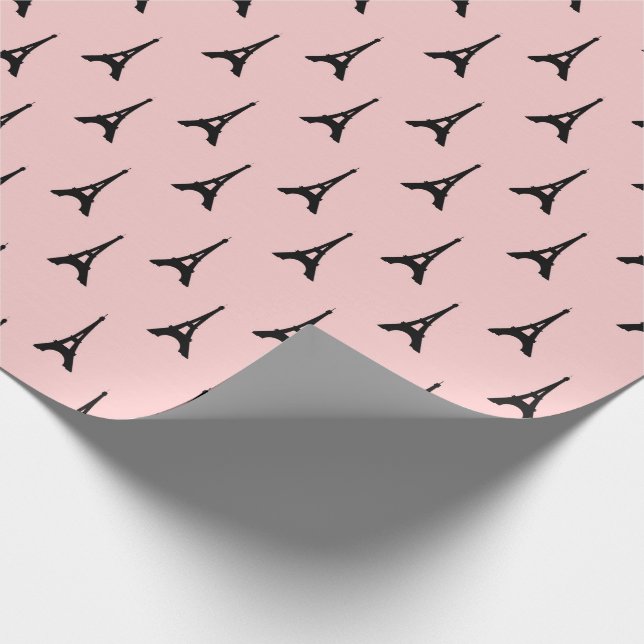 Eiffel Tower Paris Pastel Lilac Blush Pink Black Geschenkpapier (Ecke)