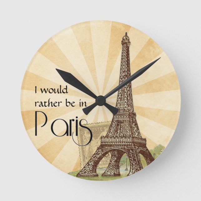 Eiffel Tower Paris Round Wall Clock Runde Wanduhr (Vorderseite)