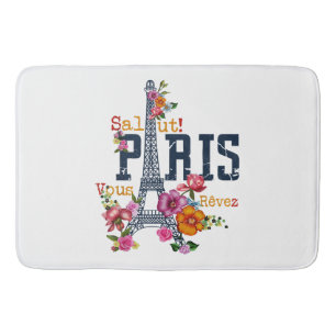Eiffel Tower Paris Shirt Salut Frische Pasta mache Badematte