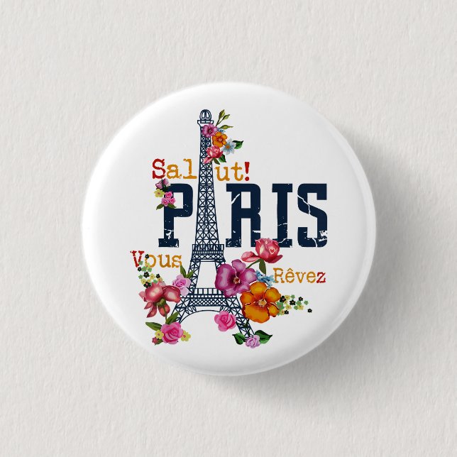 Eiffel Tower Paris Shirt Salut Frische Pasta mache Button (Vorderseite)
