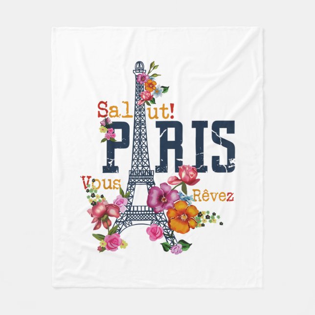 Eiffel Tower Paris Shirt Salut Frische Pasta mache Fleecedecke (Vorderseite)