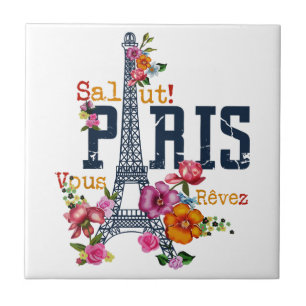 Eiffel Tower Paris Shirt Salut Frische Pasta mache Fliese
