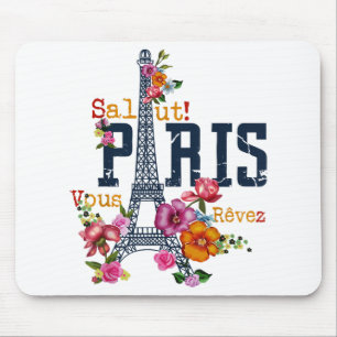 Eiffel Tower Paris Shirt Salut Frische Pasta mache Mousepad
