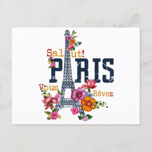 Eiffel Tower Paris Shirt Salut Frische Pasta mache Postkarte
