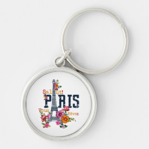 Eiffel Tower Paris Shirt Salut Frische Pasta mache Schlüsselanhänger