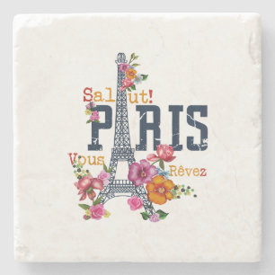 Eiffel Tower Paris Shirt Salut Frische Pasta mache Steinuntersetzer