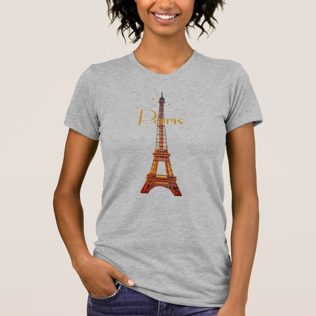 Eiffel Tower Paris Text T-Shirt (Vorderseite)