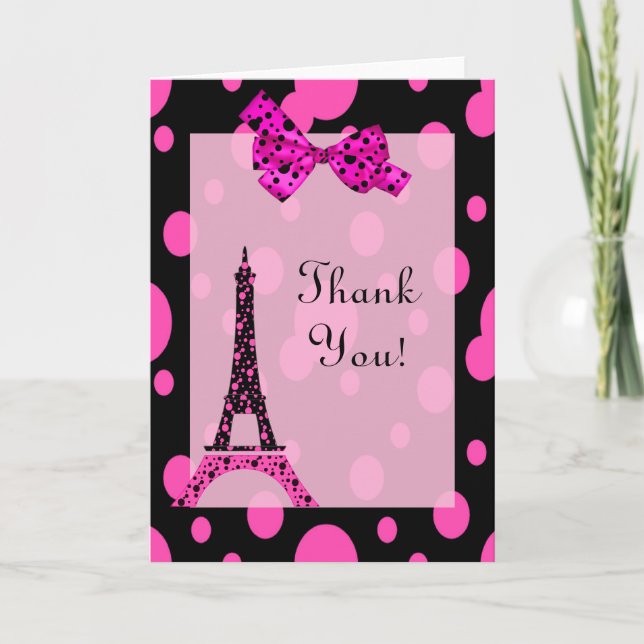 Eiffel Tower Paris Vielen Dank Dankeskarte (Vorderseite)