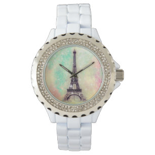 Eiffel Tower Pastel Yellow Armbanduhr