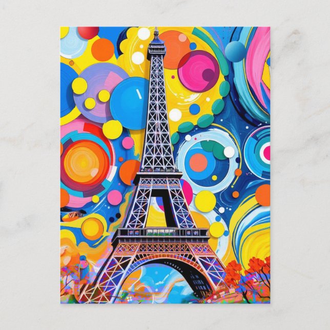 Eiffel Tower Pop Art Post Card Postkarte (Vorderseite)