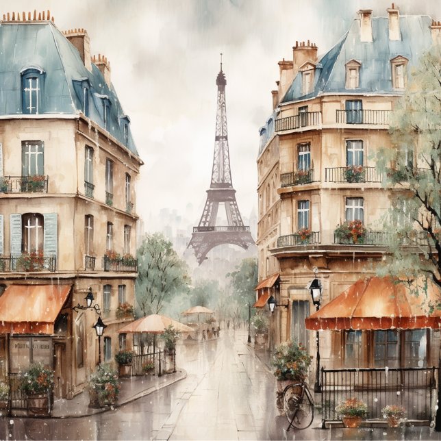 Eiffel Tower Rainy Day Paris Duschvorhang (Von Creator hochgeladen)