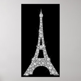Eiffel Tower Schwarz-weiß Swarovski Crystals Paris Poster