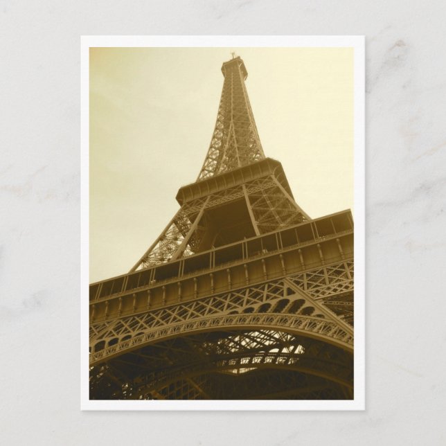Eiffel Tower Sepia Postcard Postkarte (Vorderseite)