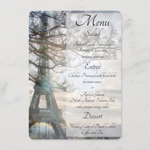 Eiffel Tower Spring Sunrise Watercolor Menükarte