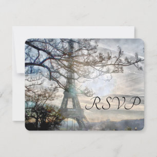 Eiffel Tower Spring Sunrise Watercolor RSVP Karte