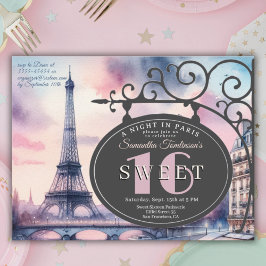 Eiffel Tower Sweet 16 Birthday Invitation Postcard Postkarte
