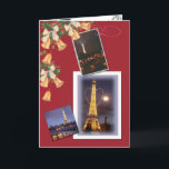 Eiffel Tower Twinkling Christmas Feiertagskarte<br><div class="desc">Joyeux Noel,  from paris with love,  christmas greetings with twinkling Eiffle Tower & paris sketches,  show that you care enough to send enchanting greetings,   exquisite artwork inside & out,  original digital photo & illustration by judithchengart</div>