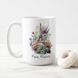 Eiffel Tower Watercolor Florals, Paris Frankreich Kaffeetasse
