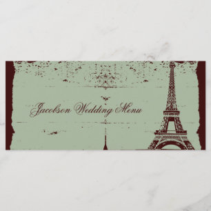 Eiffel Tower Wedding Menus Menükarte
