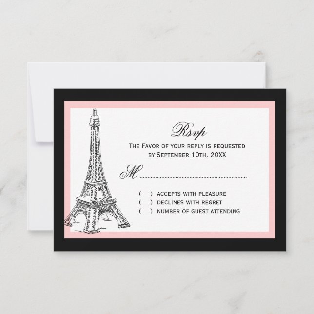 Eiffel Tower Wedding RSVP Cards (Vorderseite)