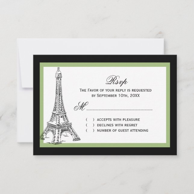 Eiffel Tower Wedding RSVP Cards Karte (Vorderseite)