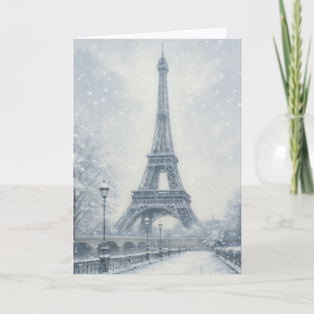 Eiffel Tower Winter Scene Paris Karte (Vorderseite)