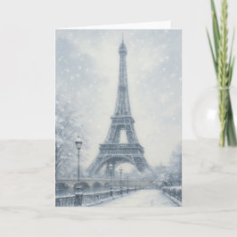 Eiffel Tower Winter Scene Paris Karte
