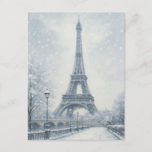 Eiffel Tower Winter Scene Paris Postkarte (Vorderseite)