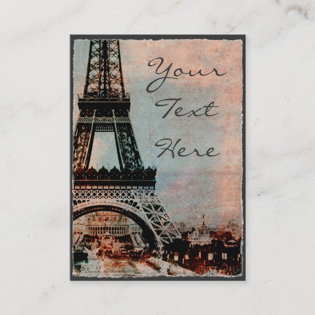 Eiffel-Turm an der Sonnenaufgang-Vintagen Art Visitenkarte (Vorderseite)
