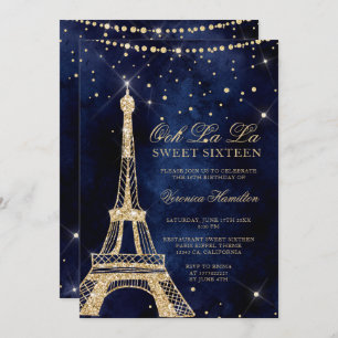 Eiffel-Turm ChicgoldGlitter-Schein Bonbon 16 Einladung