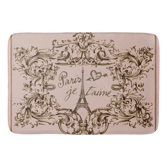 Eiffel-Turm "ich Liebe Paris" "Paris Je taime " Badematte (Vorderseite)
