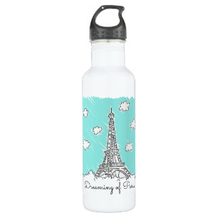Eiffel-Turm-Illustrations-Name-Wasserflasche Edelstahlflasche