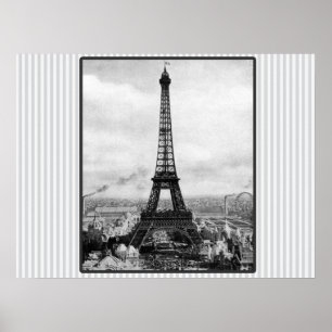 Eiffel-Turm in Paris Striped Vintages Poster