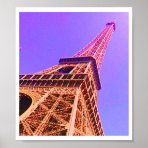 Eiffel-Turm lila u. orange Poster