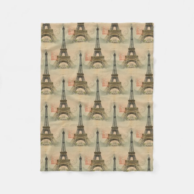 Eiffel-Turm-Postkarten-Fleece-Decke Fleecedecke (Vorderseite)