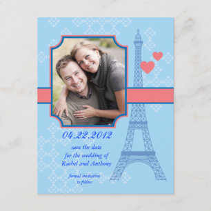 Eiffel-Turm-Save the Date Foto-Karten-Einladung Save The Date