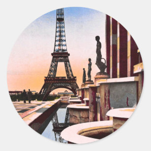Eiffel-Turm-Vintage Hand farbige Runder Aufkleber