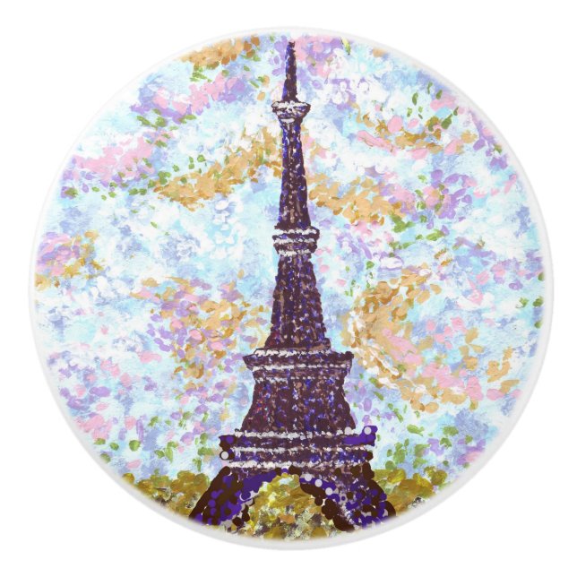 Eiffel-Turmpointillism-Keramik-Fachgriffe Keramikknauf (Vorderseite)