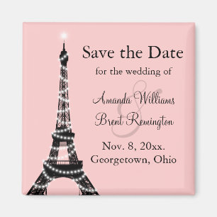 Eiffel-Turmtwinkles-Save the Date Magnet (Rosa)