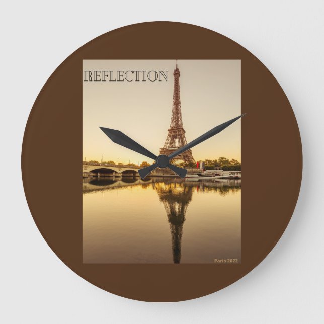 Eiffelreflektionen Große Wanduhr (Vorderseite)
