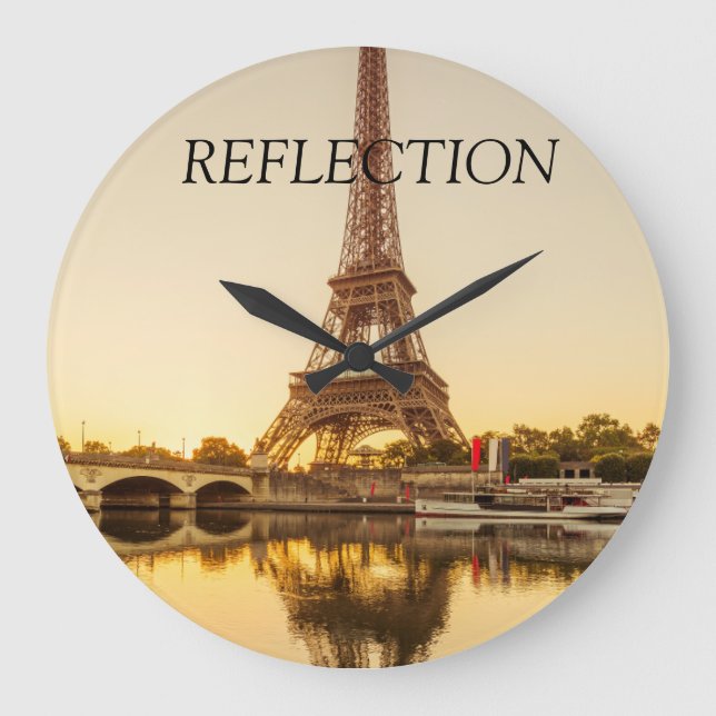 Eiffelreflektionen Große Wanduhr (Vorderseite)