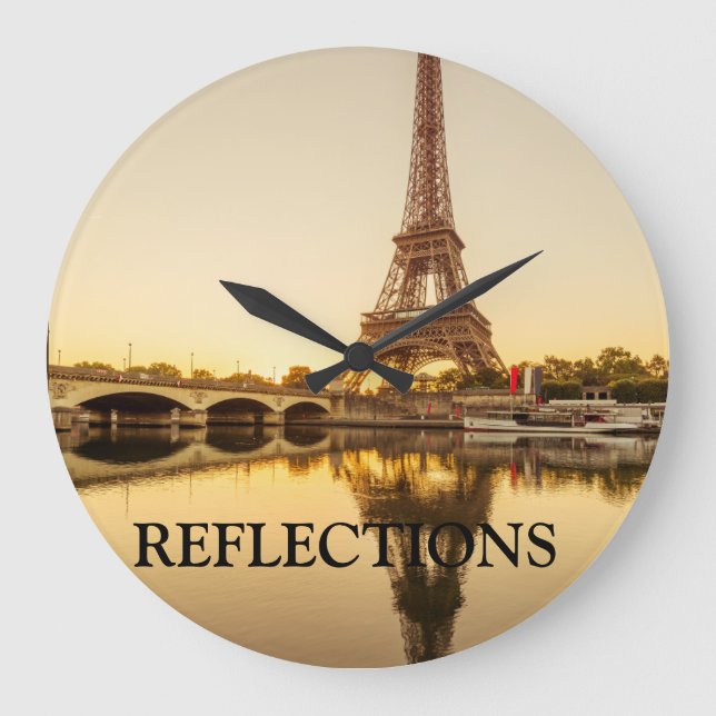 Eiffelreflektionen Große Wanduhr (Vorderseite)