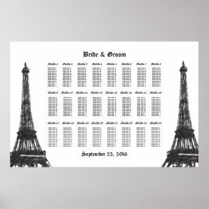 Eiffelturm 24 Tabelle Große Sitzkarte Poster