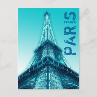 Eiffelturm am Abend Paris Frankreich Postcard Blue Postkarte