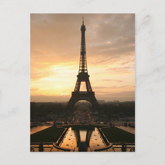 Eiffelturm am Sonnenaufgang vom Trocadero Postkarte (Vorderseite)