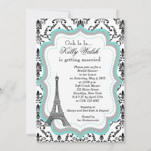 Eiffelturm Aqua Paris Bridal Dusche Einladung
