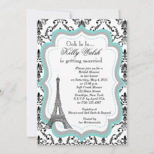 Eiffelturm Aqua Paris Bridal Dusche Einladung