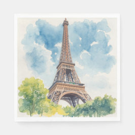 Eiffelturm Aquarell Paris Frankreich Gemalt Serviette